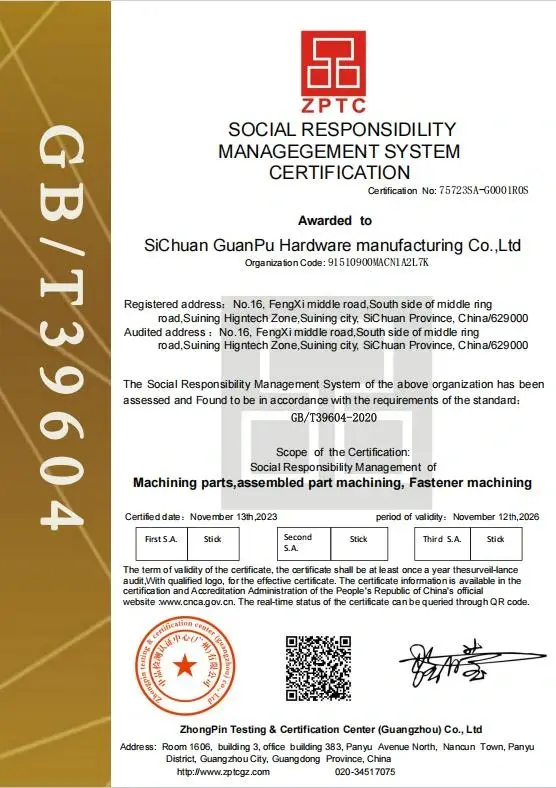Social responsibility management system certification