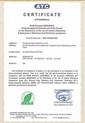 LEITE Hardware RoHS compliance certificate