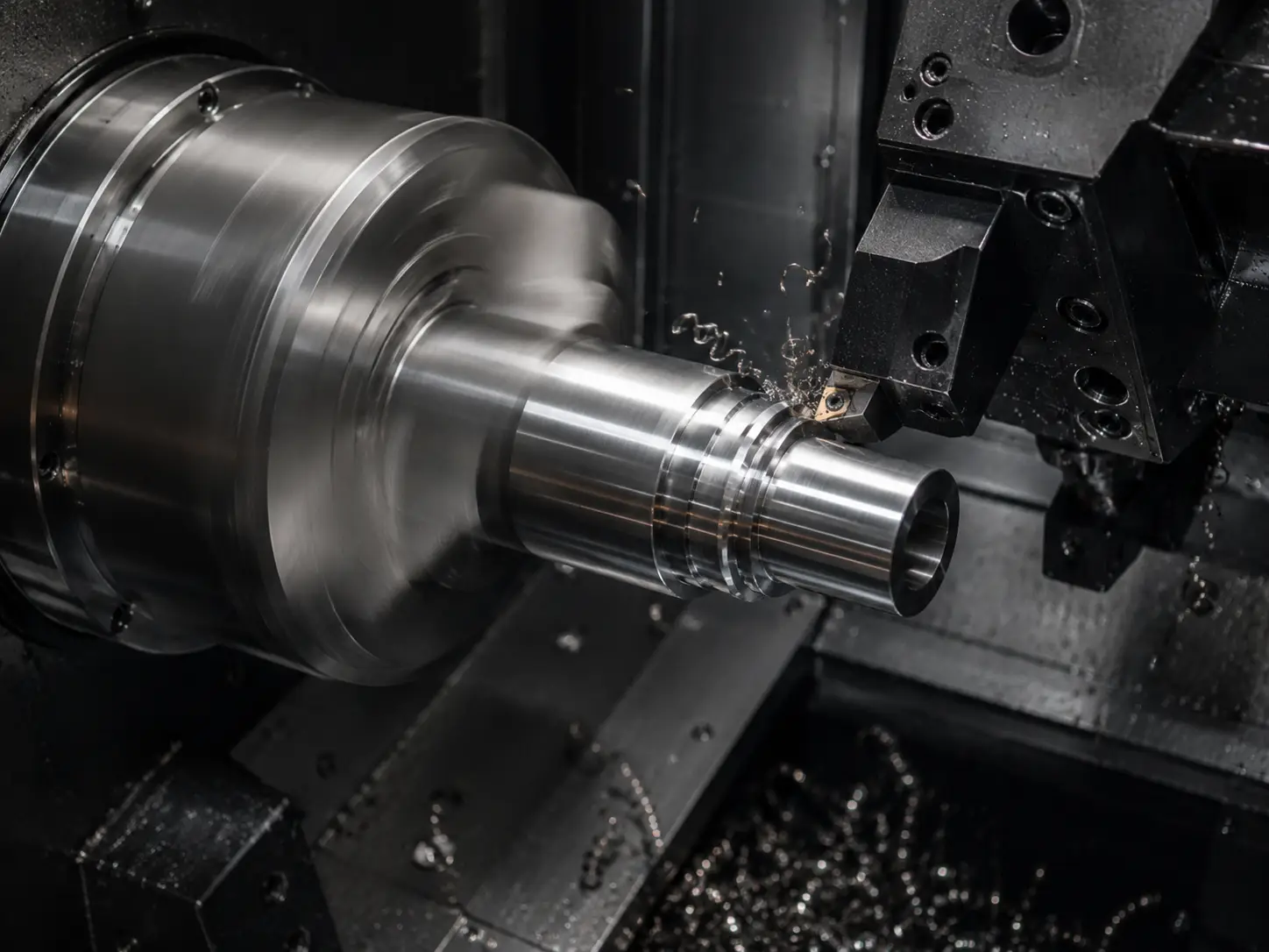 Five-axis CNC machining of a complex industrial component